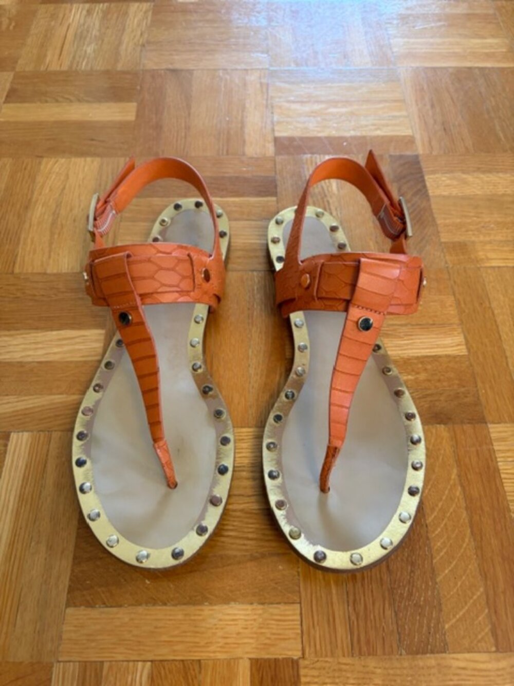 Karl Lagerfeld Orange Studded Sandals – Size 8.5
